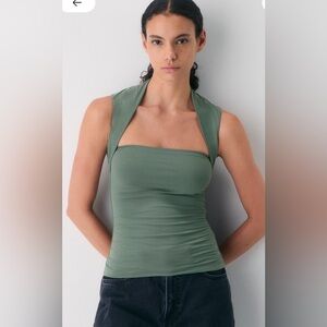 Aritzia Dark Green contour Flourish Top